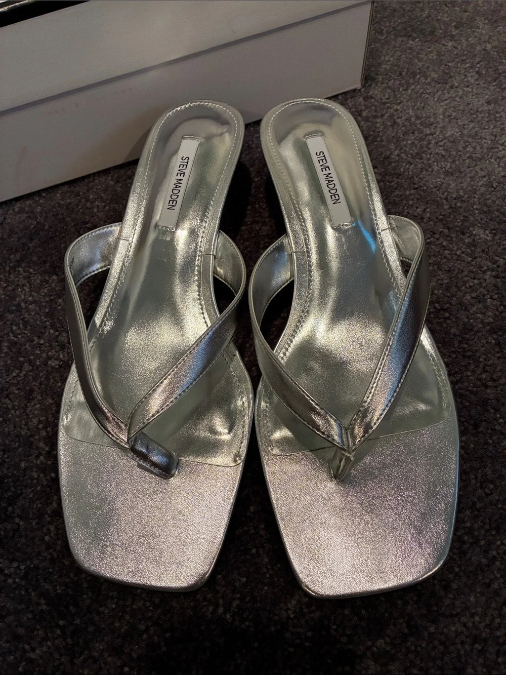 Steve Madden Silver Metallic Tracie Sandals